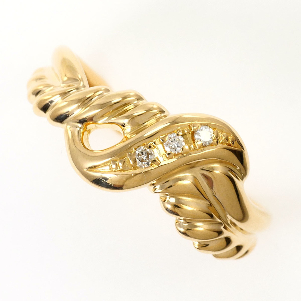 18K (18-karat) Yellow Gold Ring with 0.03ct Diamond, Total Weight 2.7g, Jewelry